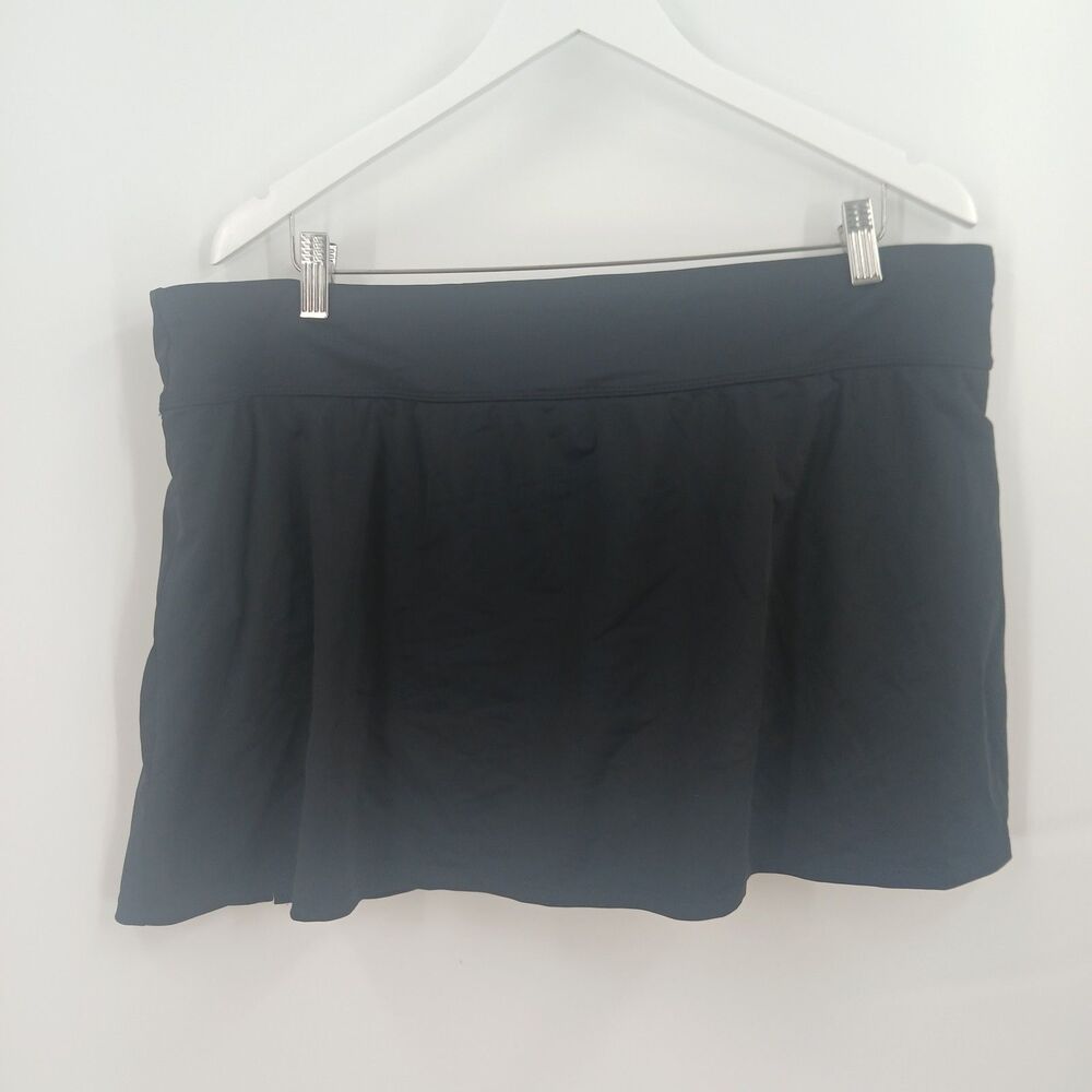 womans croft & barrow plus size 1x black bikini bottom skirt swimwear swim skirt